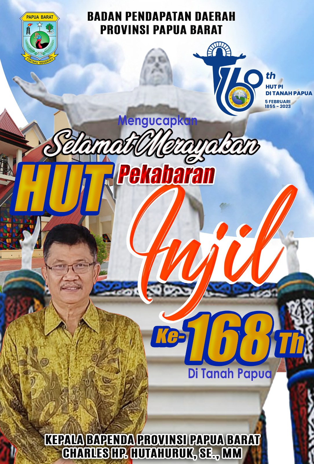 UCAPAN HUT PI KE-186 TAHUN DI TANAH PAPUA OLEH  KEPALA BAPENDA PROVINSI PAPUA BARAT 