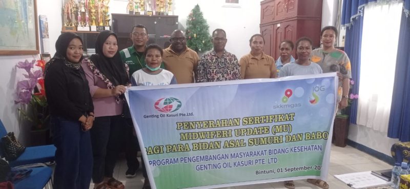 Genting Oil Kasuri Pte. Ltd. menyelenggarakan pelatihan peningkatan kapasitas bidan dalam bidang kesehatan sebagai tanggung jawab sosial perusahaan.
