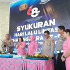 Satlantas Polres Teluk Bintuni Merayakan Hari Lalu Lintas Bhayangkara Ke-68 di Gedung Aula Andriano Ananta pada Senin (9/10/2023). 