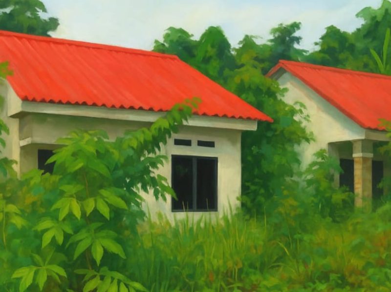 Ilustrasi gambar proyek perumahan yang terbengkalai