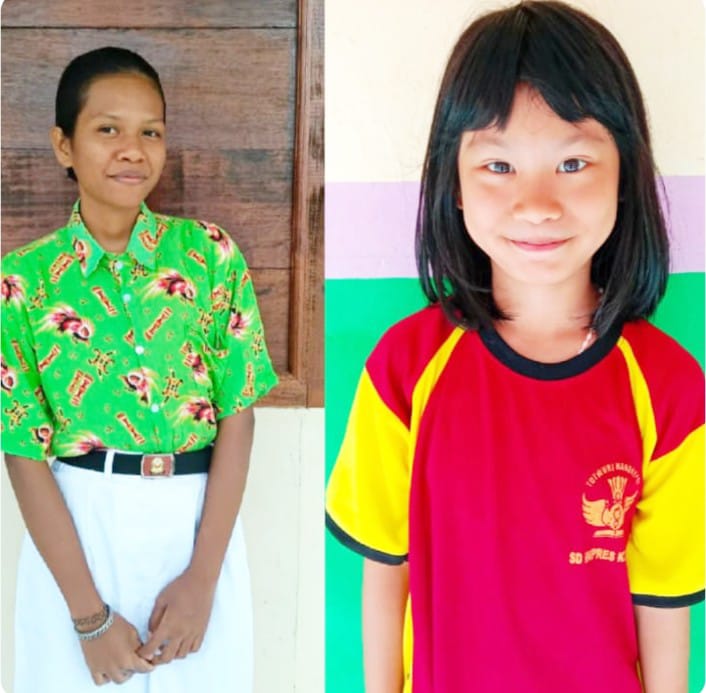 Keterangan gambar:
Berheta Simuna (kiri), siswi kelas XII SMA Negeri Saengga, Kabupaten Teluk Bintuni, dan Varrent Vemaria Val Rooey (kanan), siswi kelas VI SD Inpres Kokas, Kabupaten Fakfak. (Foto: Tim BP)