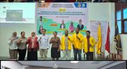 Keterangan Gambar: Sambutan Ketua BEM FATETA UNIPA, Matius P. Siep, serta sesi foto bersama Wakil Dekan III FATETA, Wakil Dekan I FATETA, staf dosen, dan pengurus BEM