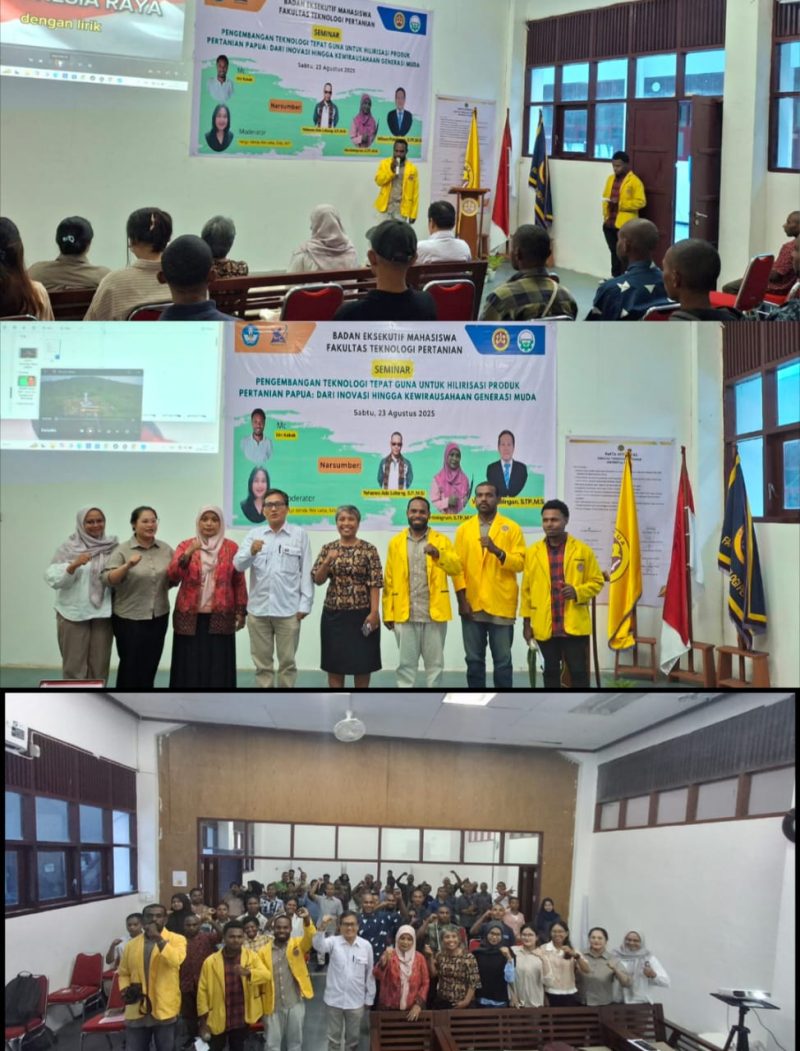 Keterangan Gambar:
Sambutan Ketua BEM FATETA UNIPA, Matius P. Siep, serta sesi foto bersama Wakil Dekan III FATETA, Wakil Dekan I FATETA, staf dosen, dan pengurus BEM