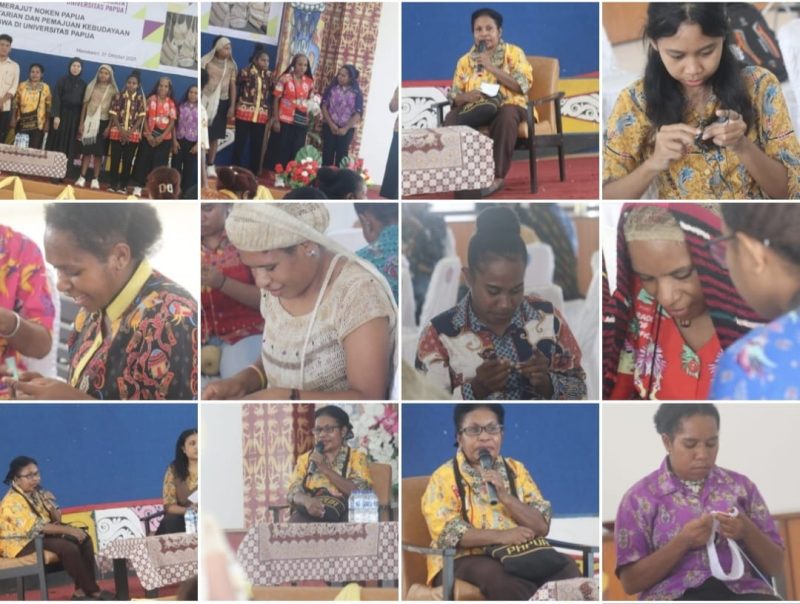 Pusat Penelitian Bahasa dan Budaya UNIPA Gelar Pelatihan Merajut Noken Papua: Lestarikan Warisan Budaya di Kalangan Mahasiswa  Keterangan foto:
Suasana kegiatan pelatihan merajut noken di Fakultas Sastra dan Budaya Universitas Papua (UNIPA), Manokwari.